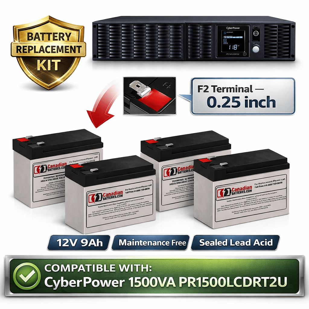 Batteries For Cyberpower 1500VA pr1500lcdrt2u UPS, 4 X 12v, 9ah - 108wh UPS Batteries CB Range