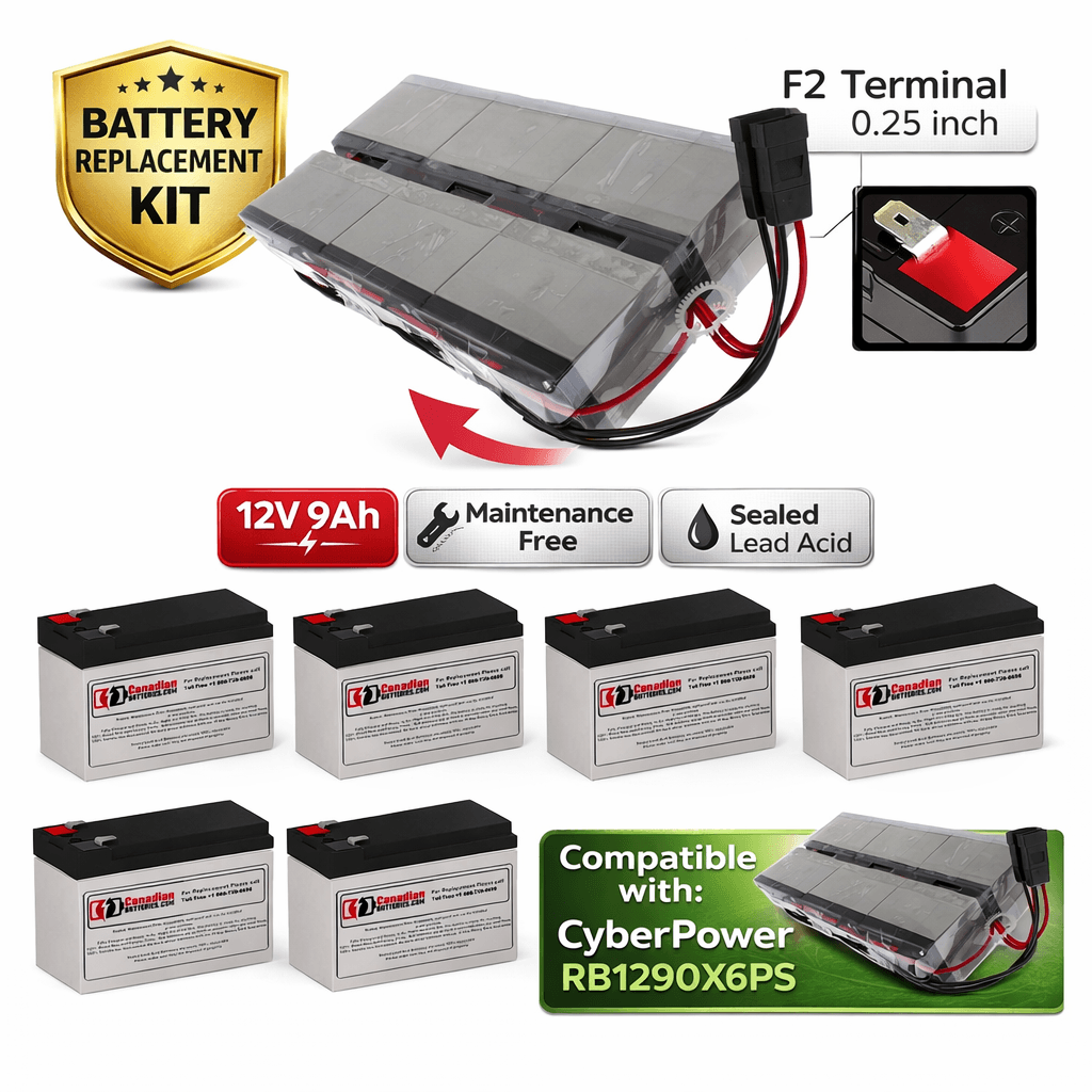 Batteries For Cyberpower Rb1290x6ps UPS, 6 X 12v, 9ah - 108wh UPS Batteries CB Range