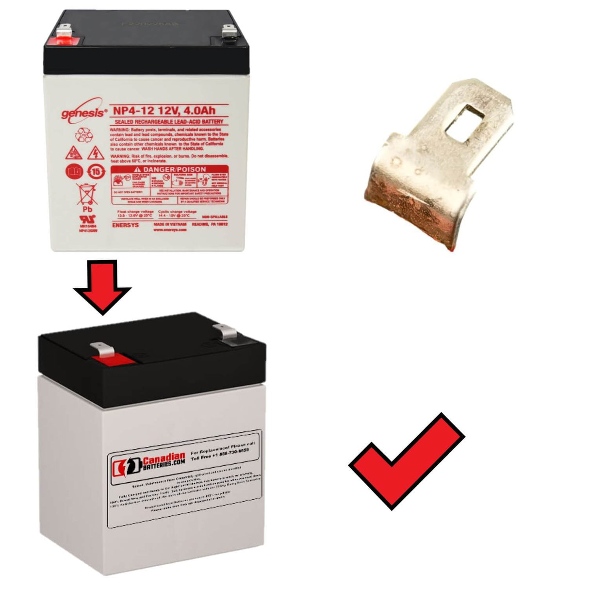 Enersys Genesis NP4-12 Replacement Battery 12V 4Ah AGM F1 Terminal Sealed Lead Acid CB Generic