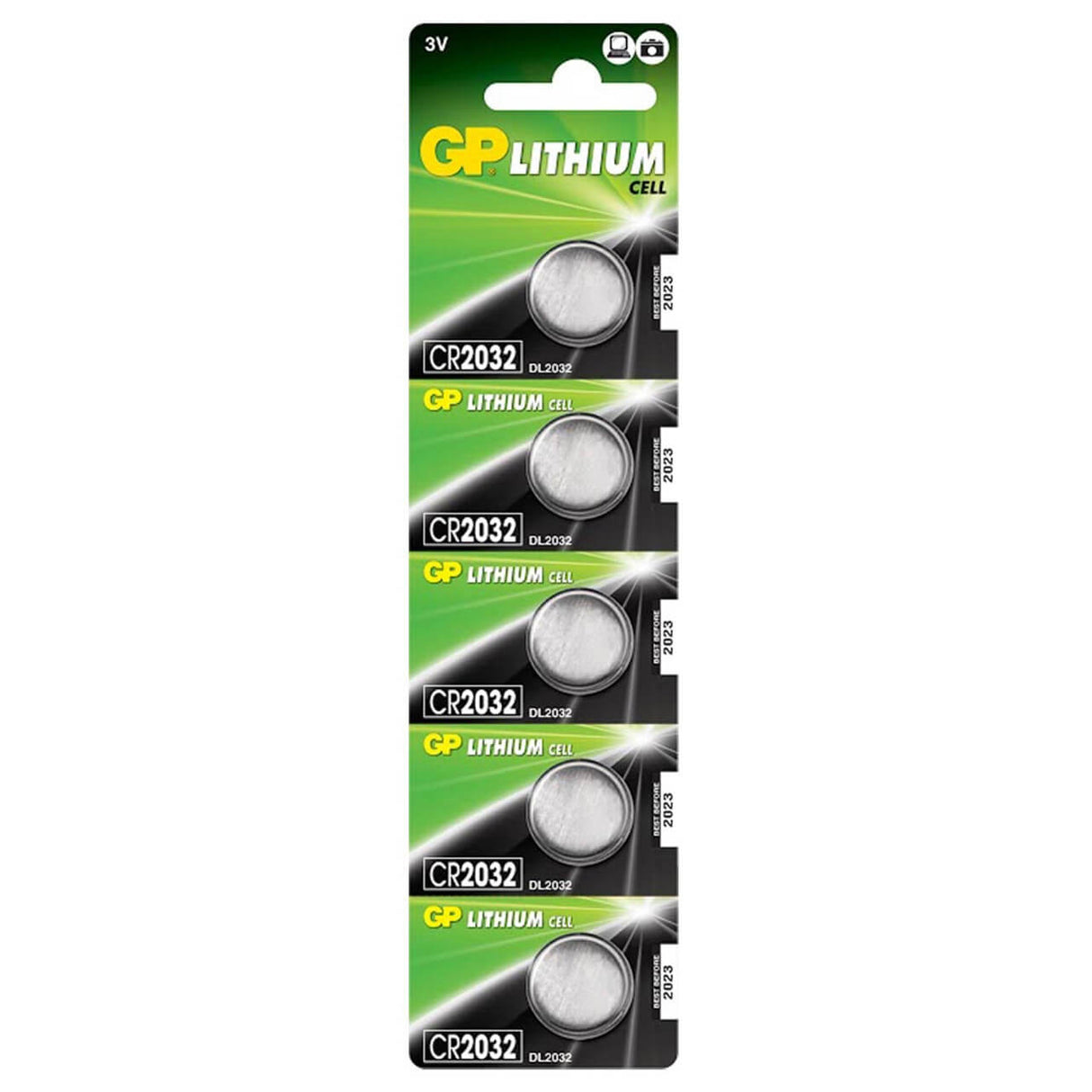 GP CR2032 Lithium Coin Battery, 5 Pieces – 3V | High-Performance Power Cell Coin Cell Batteries GP Batteries