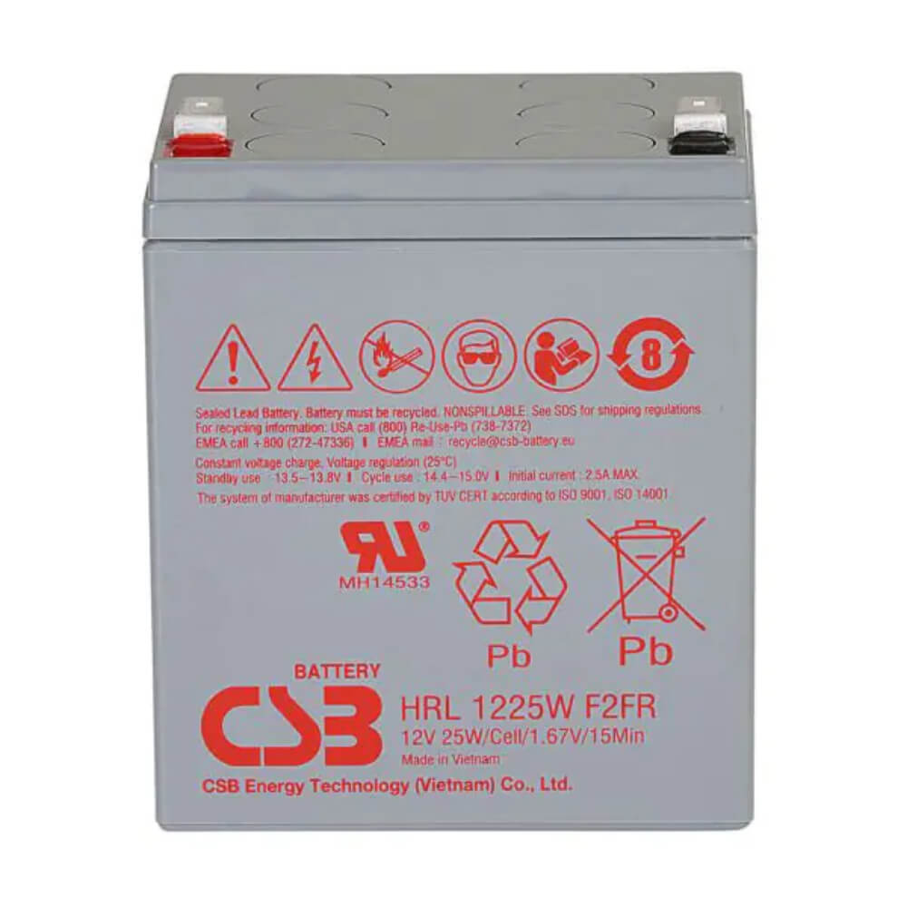 CSB HRL1225W Battery, 12V, 25W 5.8Ah with F2 terminals Sealed Lead Acid (Special) CSB