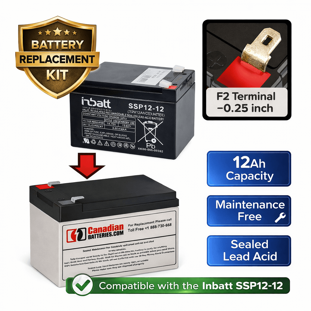 Replacement battery for the Inbatt SSP12-12, 12 Volt 12Ah, F2 Terminal Sealed Lead Acid CB Generic