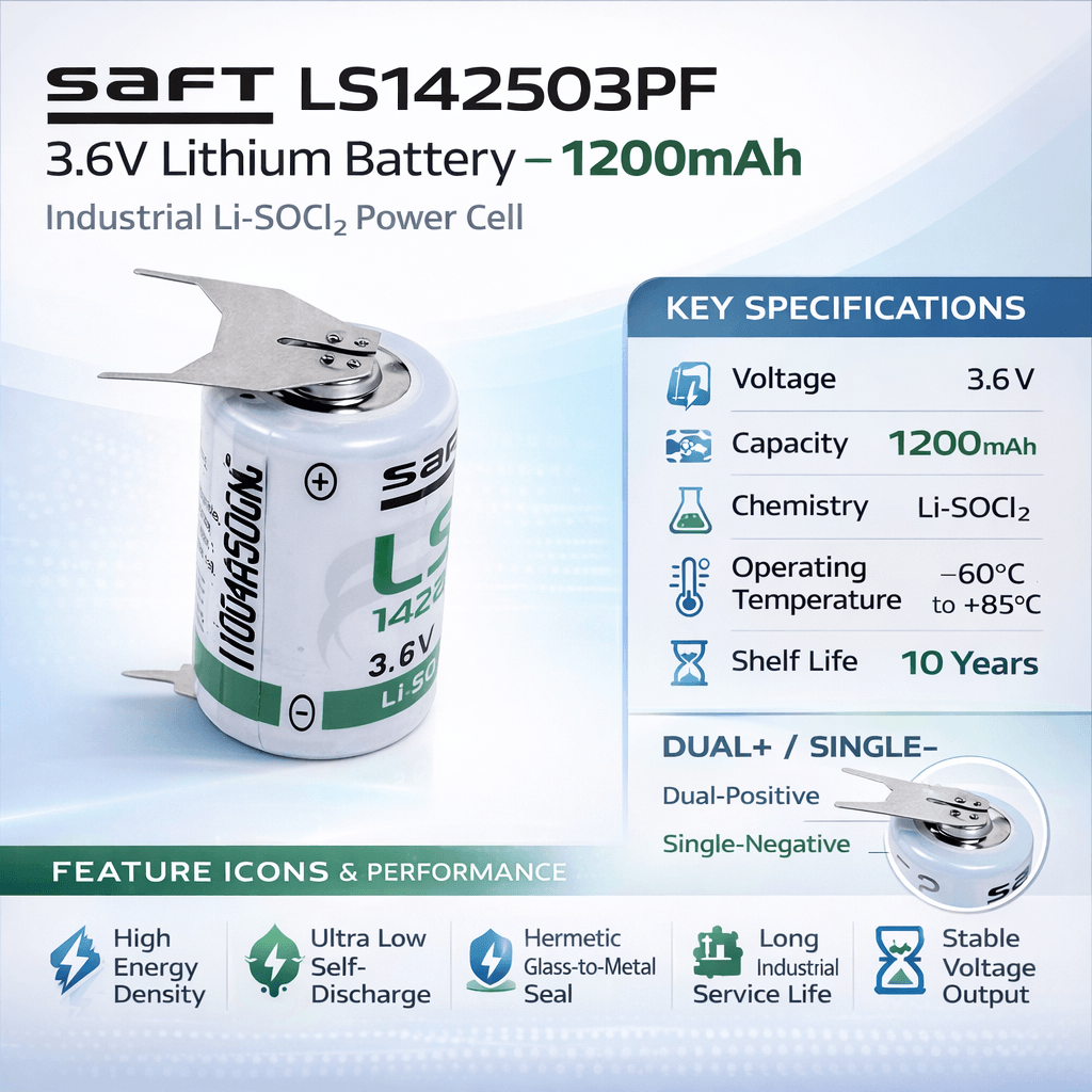 Saft Ls14250 1/2aa Pc Pin Dual-positive & Single-negative Terminal Battery Saft Batteries Saft Lithium Batteries