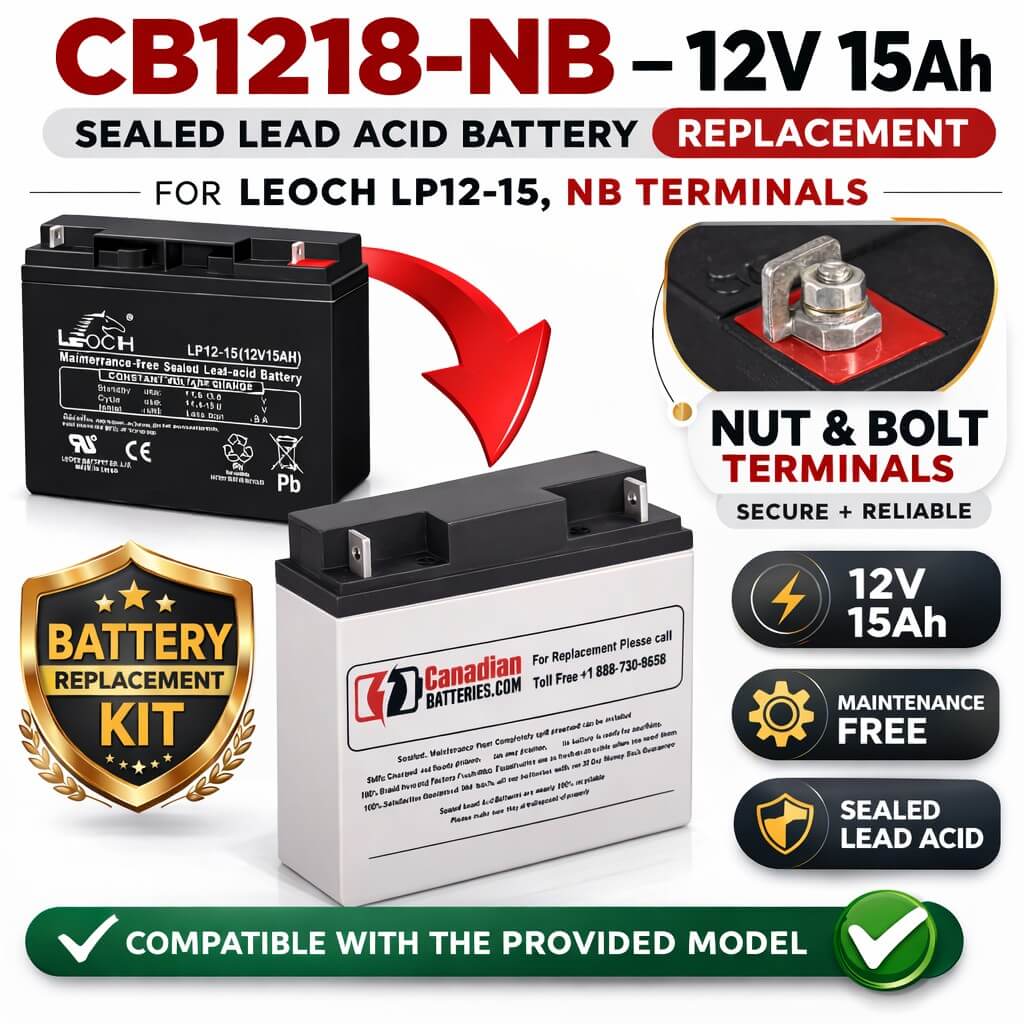 12V, 15Ah, replacement battery for Leoch Lp12-15 with NB terminals Sealed Lead Acid CB Generic