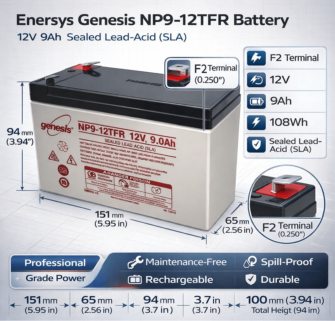 Flame Retardant Case Enersys Genesis Np9-12tfr Battery Sealed Lead Acid (Special) Enersys