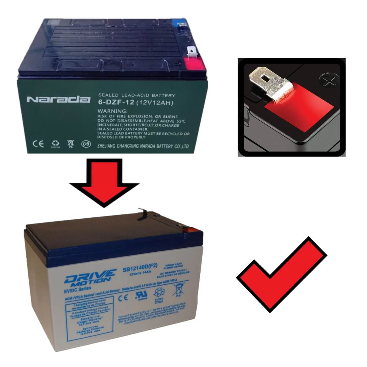 Deep Cycle replacement battery for Narada 6-DZF-12 with F2 terminals Sealed Lead Acid CB Generic