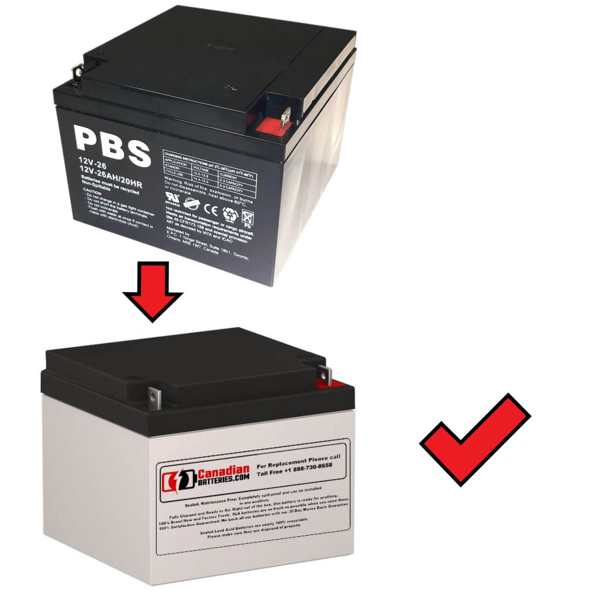 PBS 12V, 26Ah Hour, Replacement 12V-26, Sealed Lead Acid Battery Sealed Lead Acid CB Generic