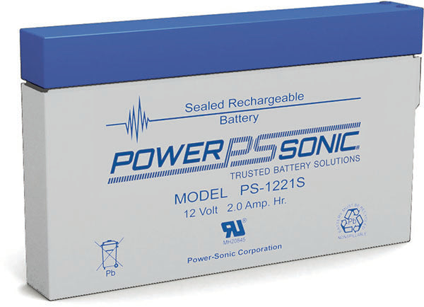Powersonic PS1221S, 12V 2.0AH Battery with side contacts Sealed Lead Acid (Special) Powersonic
