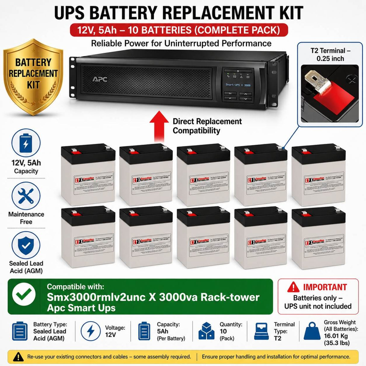 Smx3000rmlv2unc X 3000va Rack-tower Apc Smart UPS Battery UPS Batteries CB Range