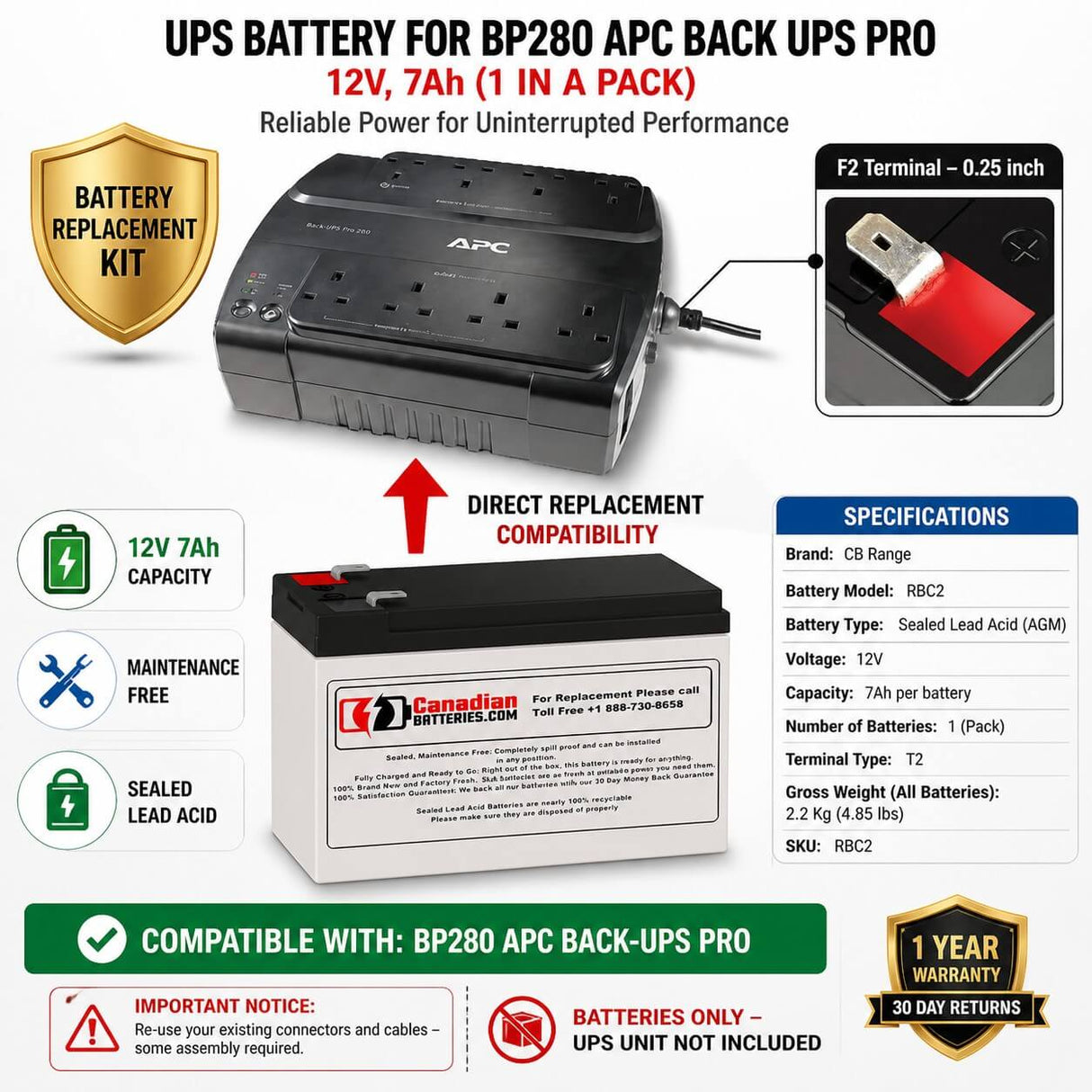 Bp280 Apc Back UPS Pro Battery UPS Batteries CB Range