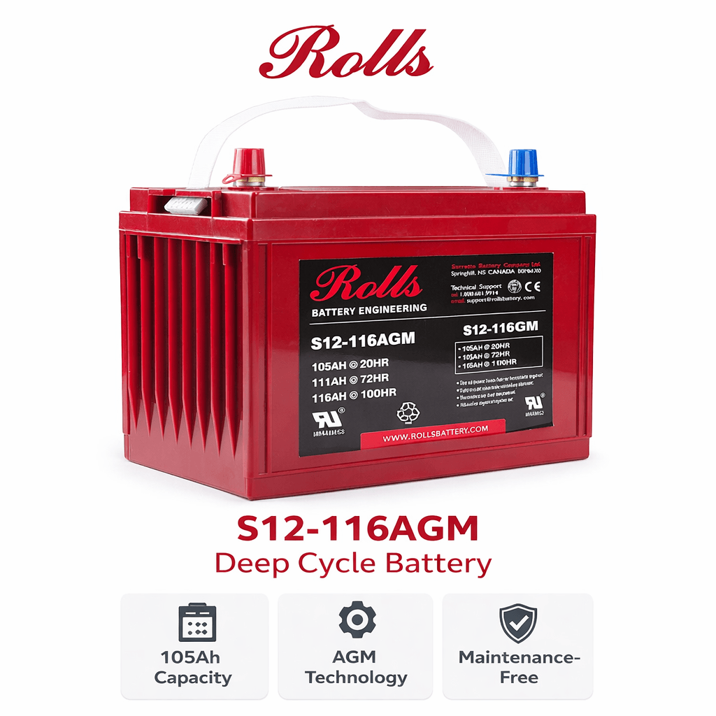 Rolls Battery Engineering S12-116AGM – AGM VRLA Deep Cycle Battery Sealed Lead Acid (Special) Rolls Battery Engineering