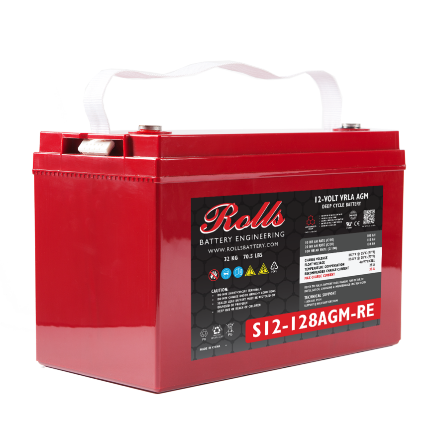 Rolls S12-128AGM-RE 12V 115Ah AGM Deep Cycle Group 31 Battery Sealed Lead Acid (Special) Rolls Battery Engineering