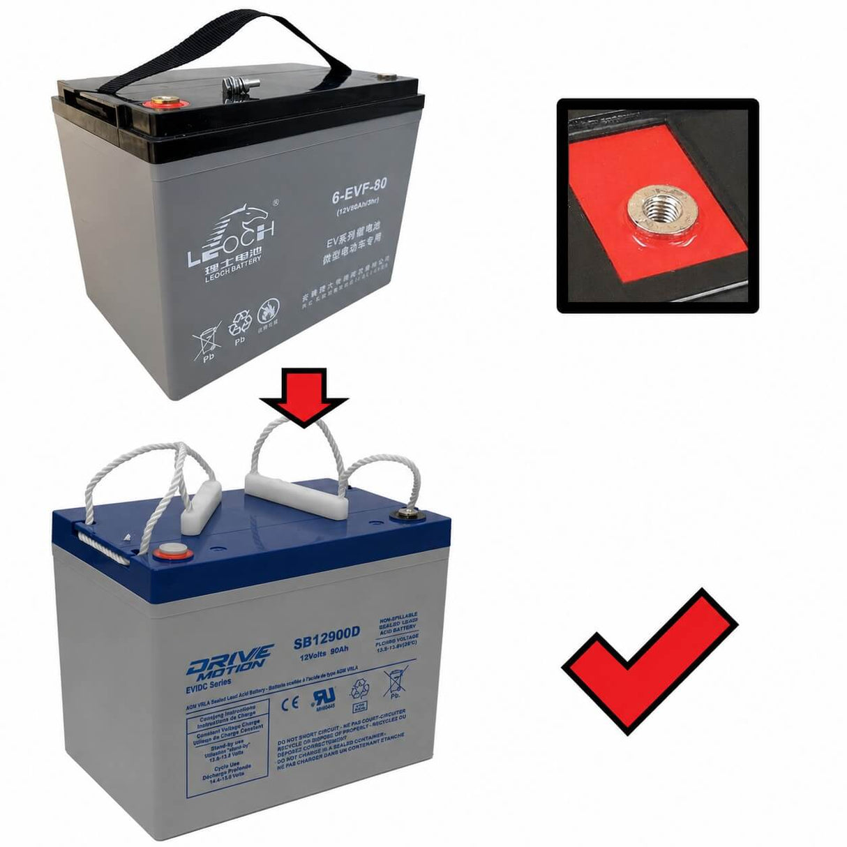 Leoch 6-EVF-80, 12v 90ah Ev/dc Series replacement Sealed Lead Acid Battery Sealed Lead Acid (Special) DriveMotion