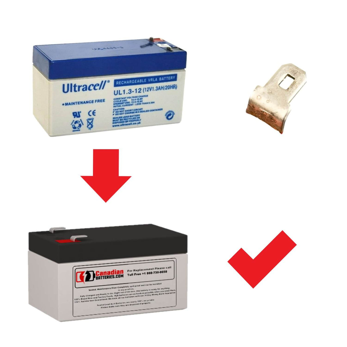 12V, 1.3Ah, batterie de remplacement pour Ultracell Ul1.3-12 avec bornes F1 Plomb-Acide Scellé CB Générique