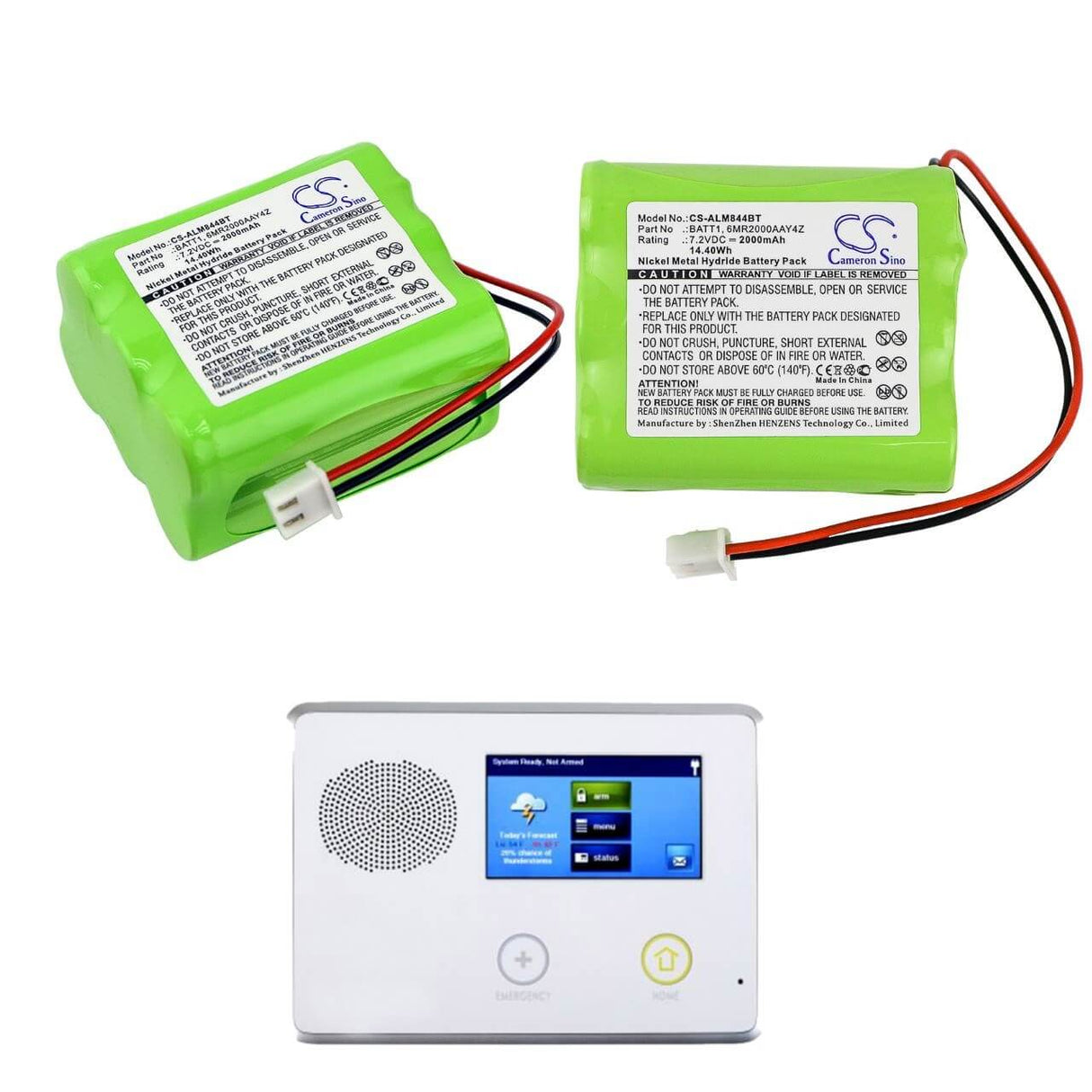 Alarm Battery For 6mr2000aay42, Go Control Panels 7.2v, 2000mah - 14.40wh Alarm System Cameron Sino Technology Limited