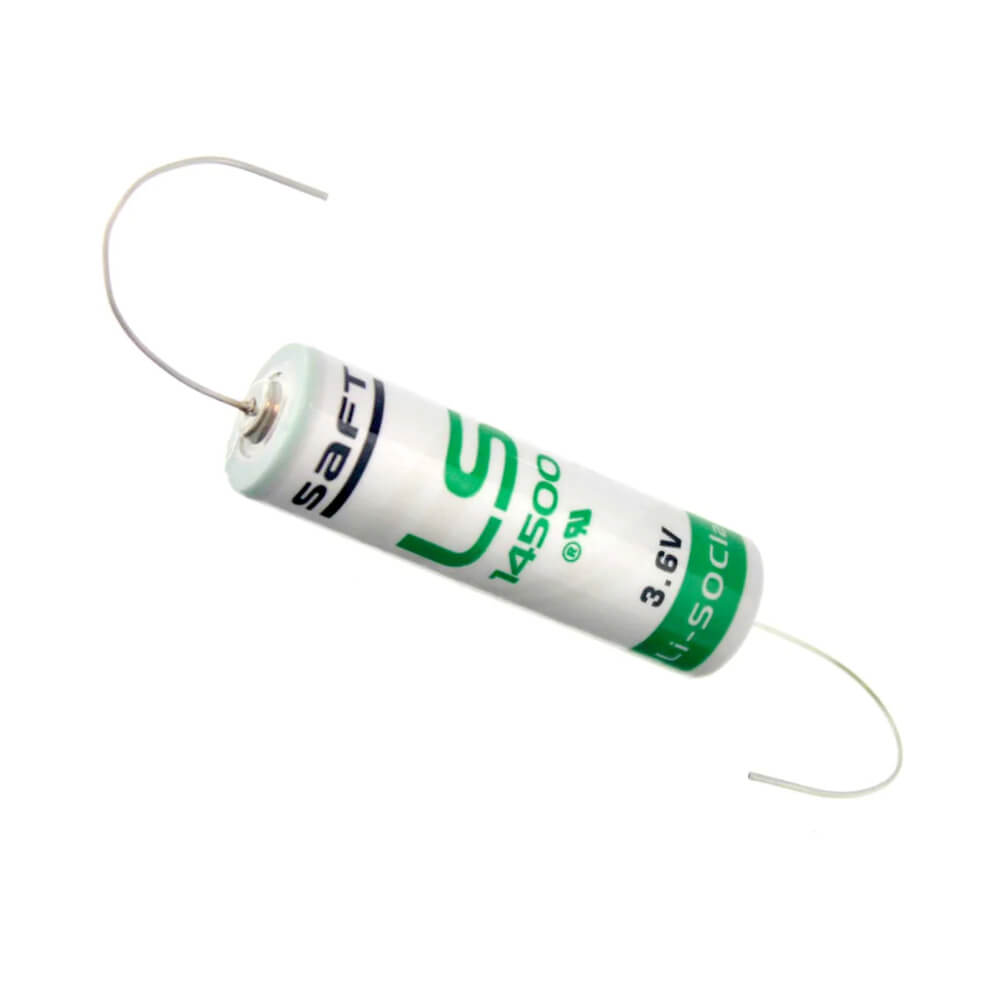 Batterie au lithium Saft 3,6 V AA à plomb axial LS14500, batteries Saft LS-14500, batteries au lithium Saft
