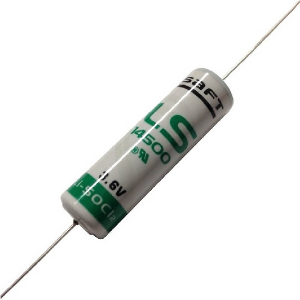 Batterie au lithium Saft 3,6 V AA à plomb axial LS14500, batteries Saft LS-14500, batteries au lithium Saft