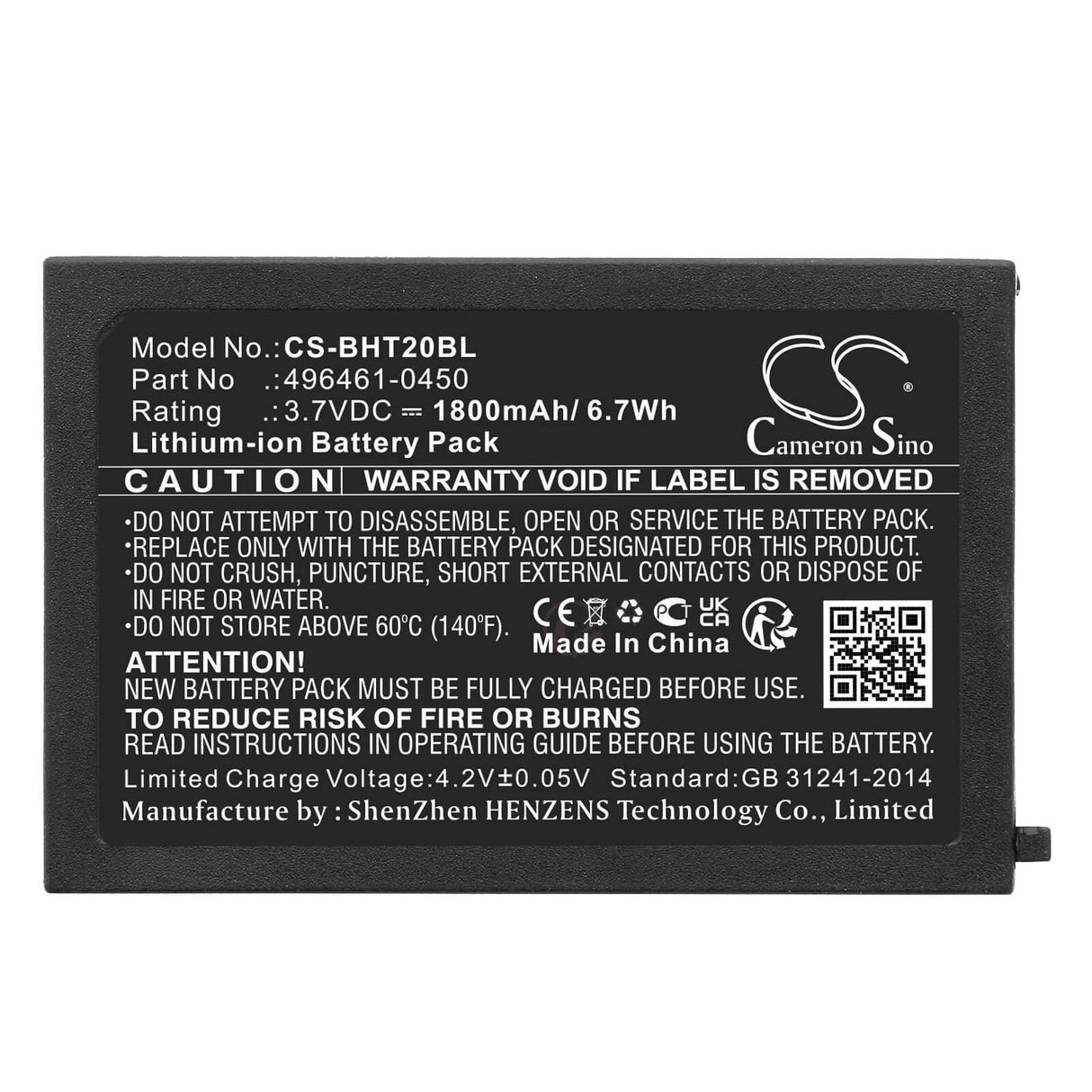 Barcode Scanner Battery For Auto-id Asia 3.7v, 1800mah - 6.66wh Barcode Scanner Cameron Sino Technology Limited