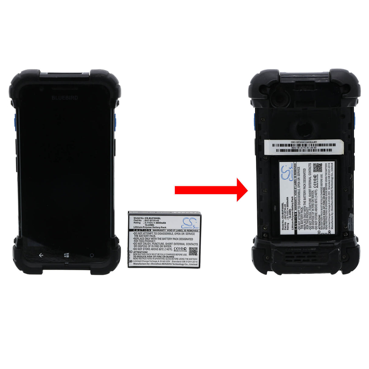 Barcode Scanner Battery For Bluebird, Bp30 3.7v, 3900mah - 14.43wh Barcode Scanner Cameron Sino Technology Limited