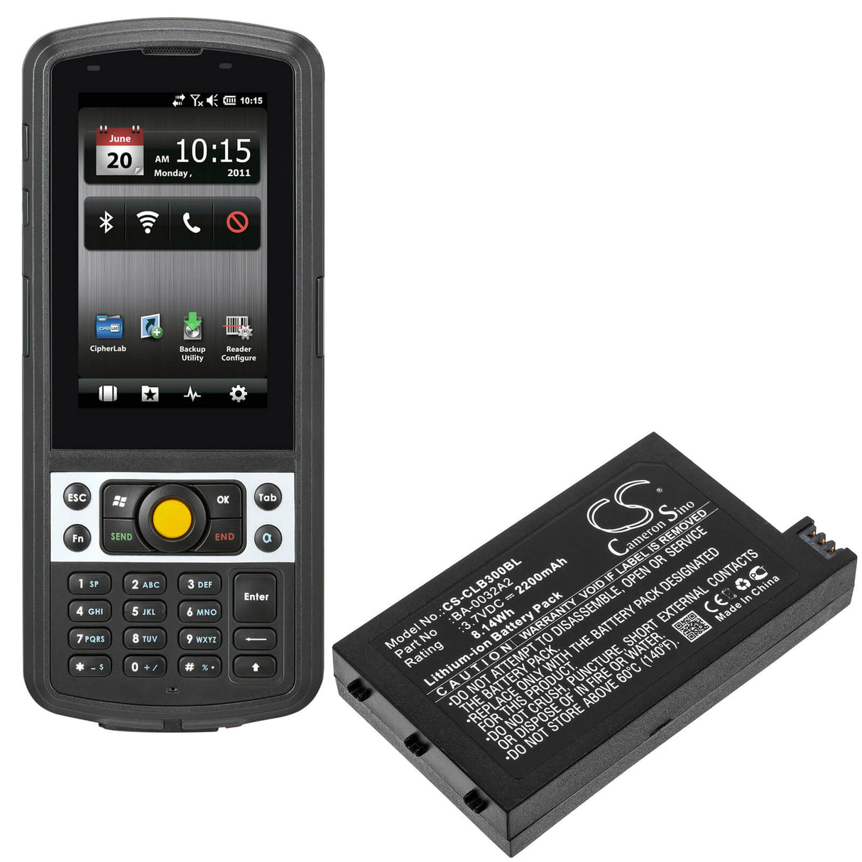 Barcode Scanner Battery For Cipherlab, Cp30, Cp30-l, Cp50 3.7v, 2200mah - 8.14wh Barcode Scanner Cameron Sino Technology Limited