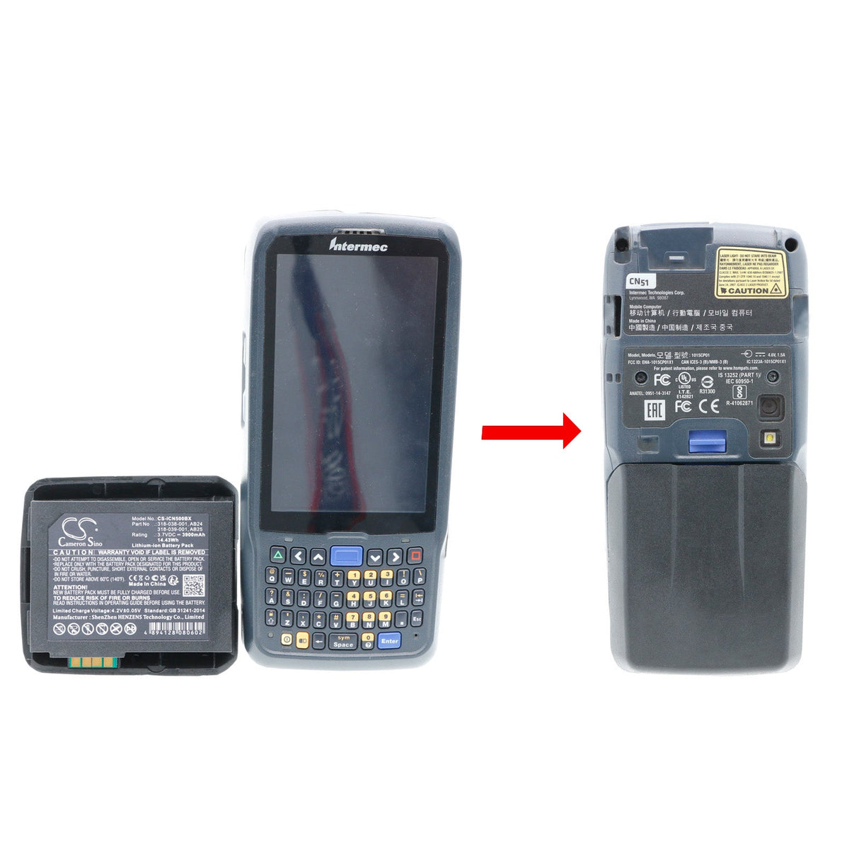 Barcode Scanner Battery For Intermec Cn50, Cn51 3.7v, 1950mah - 7.22wh Barcode Scanner Cameron Sino Technology Limited