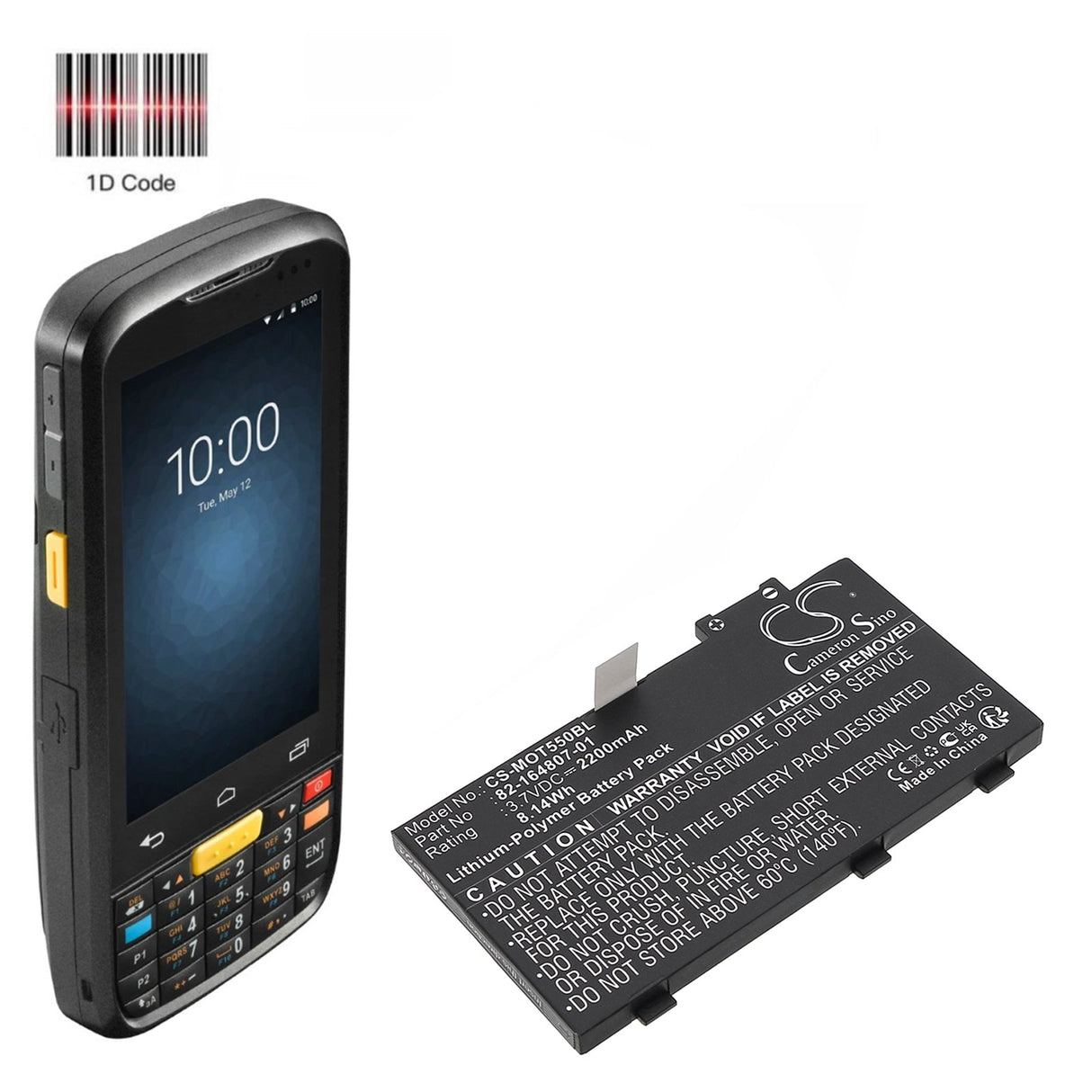 Batterie de scanner de code-barres pour Motorola Tc55, Es85, Es85xx 3.7v, 2200mah - 8.14wh Scanner de code-barres Cameron Sino Technology Limited