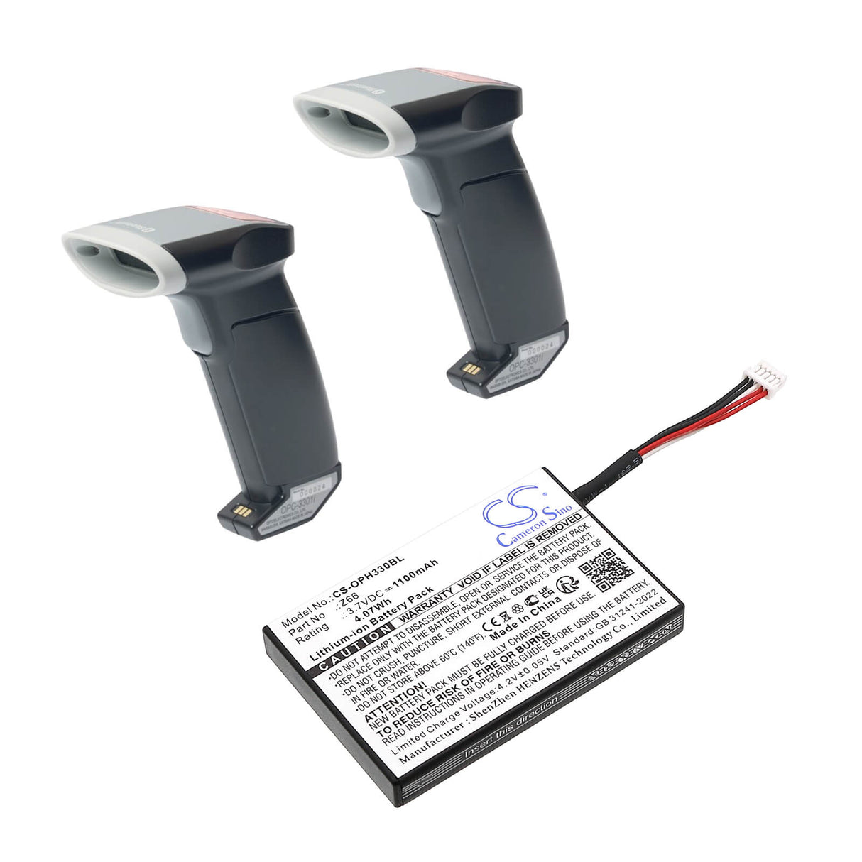 Batterie de scanner de code-barres pour Opticon, Opc-3301i, Opi-3301, Opi-3301i, Opr-3301 3.7v, 1100mah - 4.07wh Scanner de code-barres Cameron Sino Technology Limited