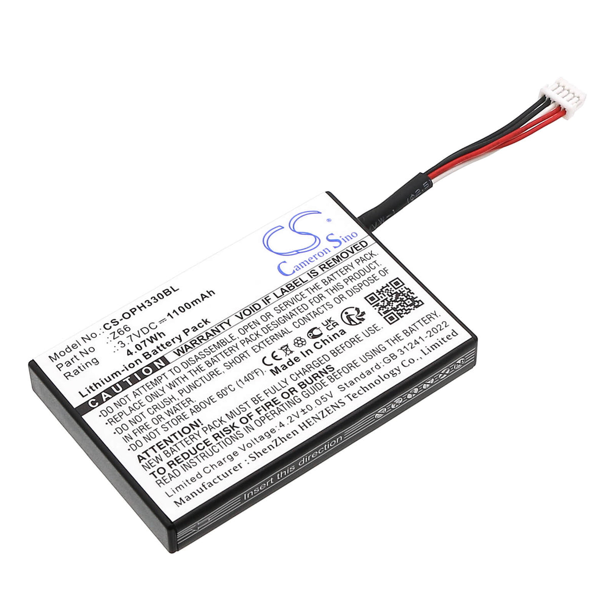 Batterie de scanner de code-barres pour Opticon, Opc-3301i, Opi-3301, Opi-3301i, Opr-3301 3.7v, 1100mah - 4.07wh Scanner de code-barres Cameron Sino Technology Limited