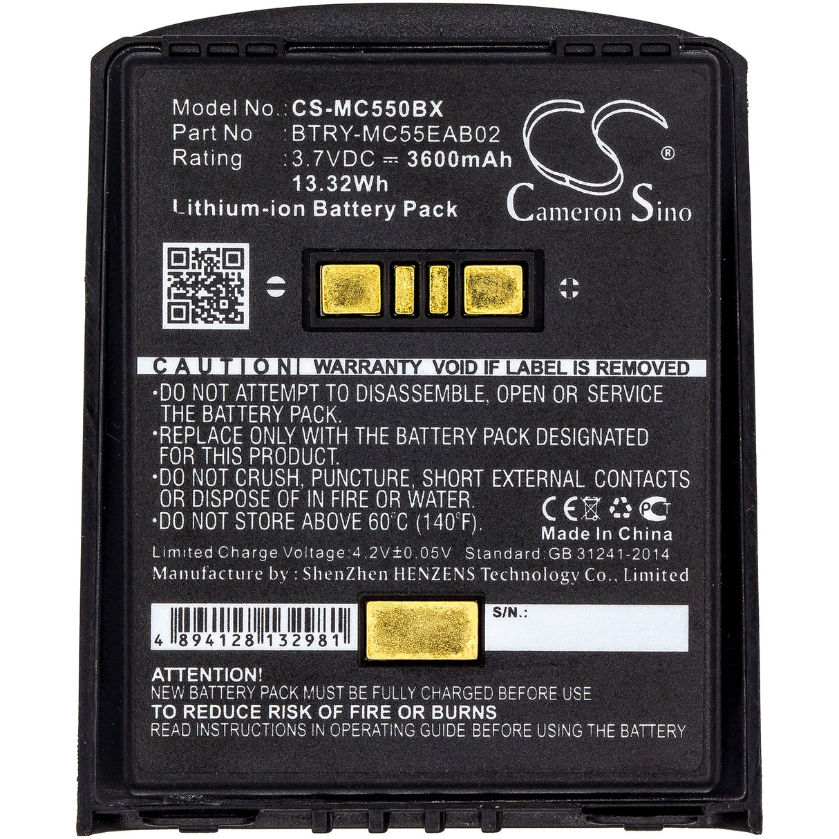 Barcode Scanner Battery For Symbol, Mc55, Mc5574, Mc5590, Mc55a, Mc55a0, Mc56 3.7v, 3600mah - 13.32wh Barcode Scanner Cameron Sino Technology Limited