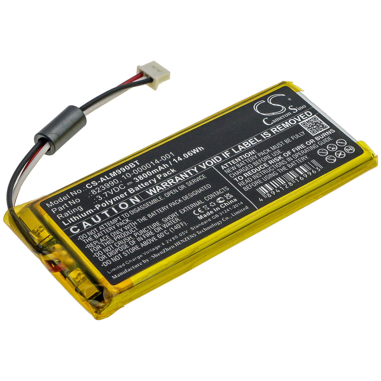 Alarm Battery For 2gig, Gc3 Panel, Sp1-gc3 3.7v, 3800mah - 14.06wh Alarm System Cameron Sino Technology Limited