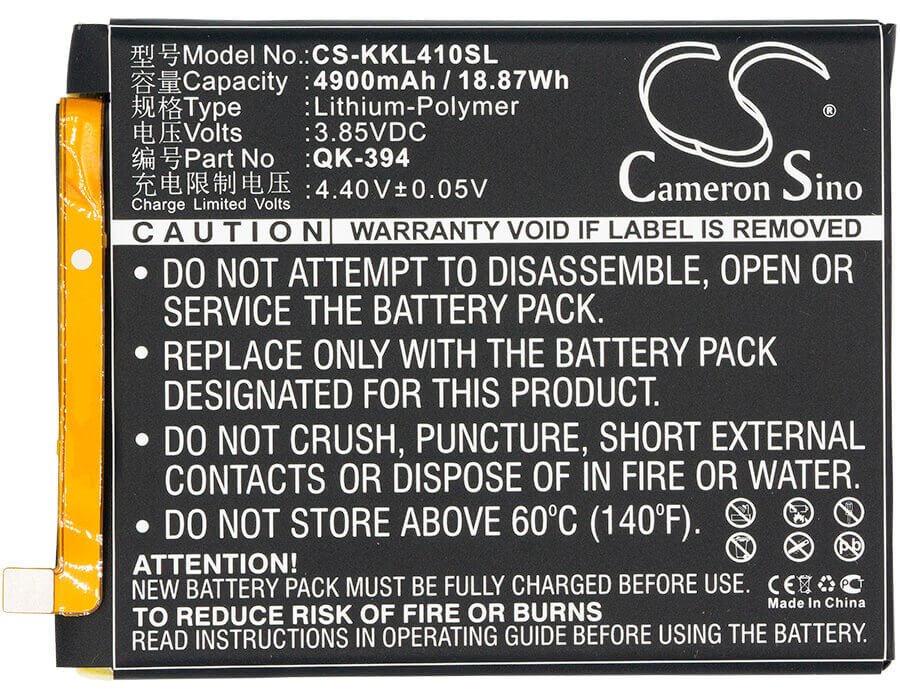 3.85V, Li-Polymer, 4900mAh, SmartPhone battery fits 360, Qiku, Qk-394, 1505-a01, 1505-a02, 18.87Wh Mobile, SmartPhone Cameron Sino Technology Limited (Smartphone)