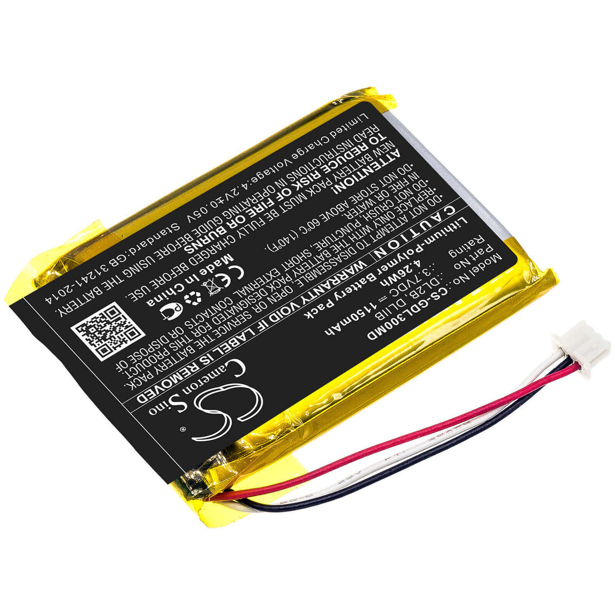 3,7V, Li-Polymère, 1150mAh, Batterie médicale compatible avec 3gen, Dl2b, Dermlite Ii, Dermlite Iii, 4.26Wh Medical Cameron Sino Technology Limited (Médical)