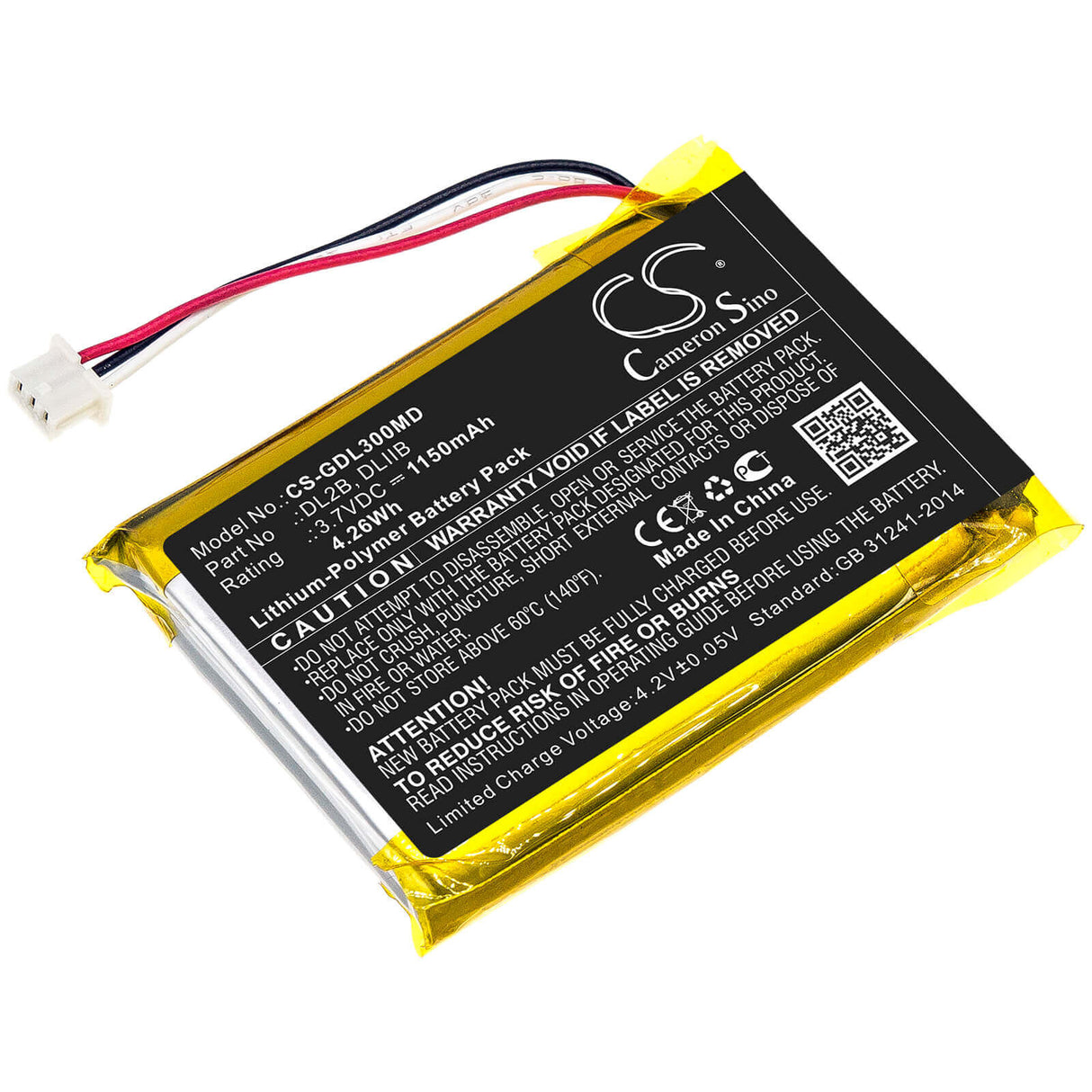 3,7V, Li-Polymère, 1150mAh, Batterie médicale compatible avec 3gen, Dl2b, Dermlite Ii, Dermlite Iii, 4.26Wh Medical Cameron Sino Technology Limited (Médical)