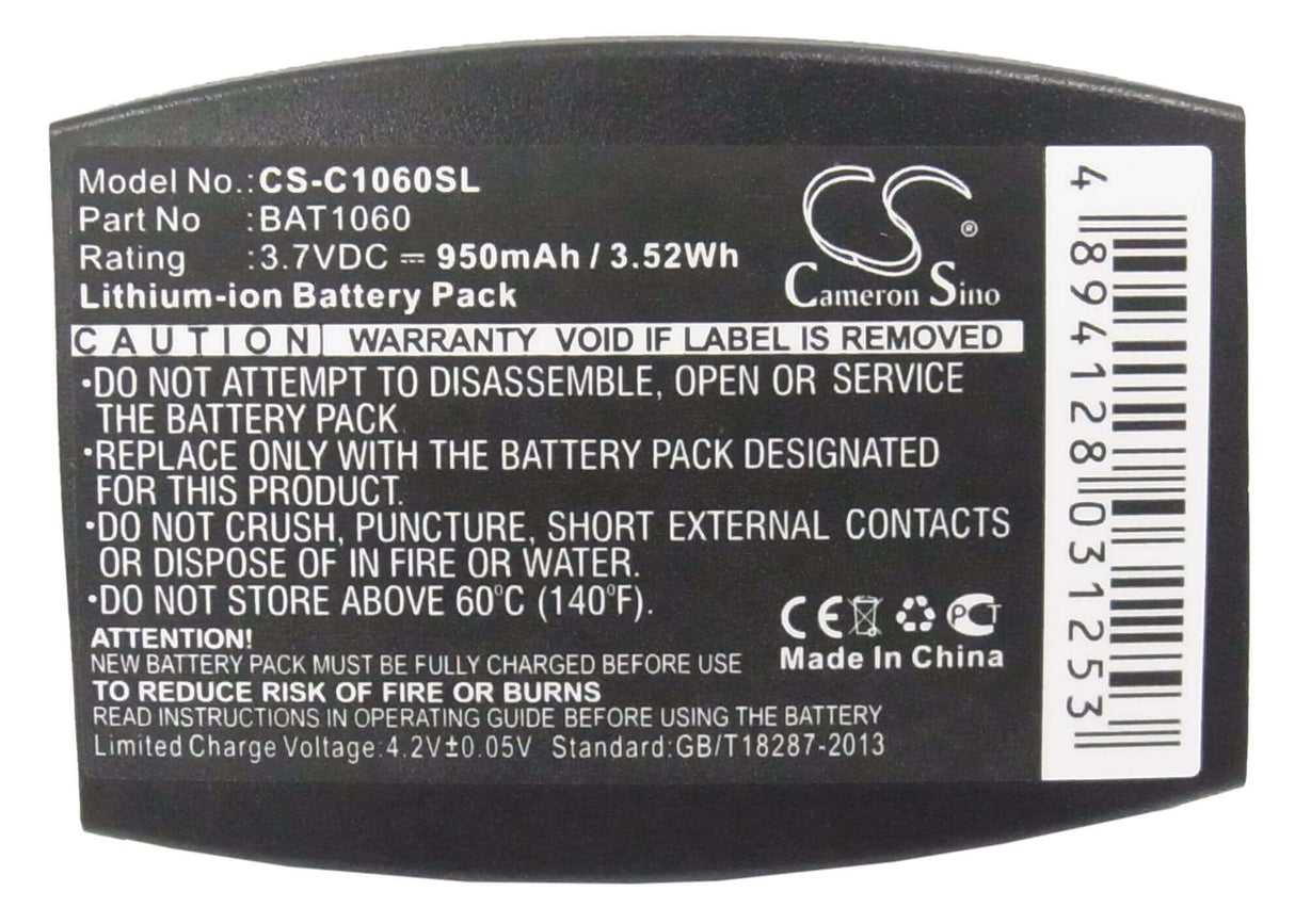 3.7V, Li-ion, 950mAh, Headset battery fits 3m, Bat1060, C1060, C1060 Wireless Intercom, 3.52Wh Wireless Headset Cameron Sino Technology Limited