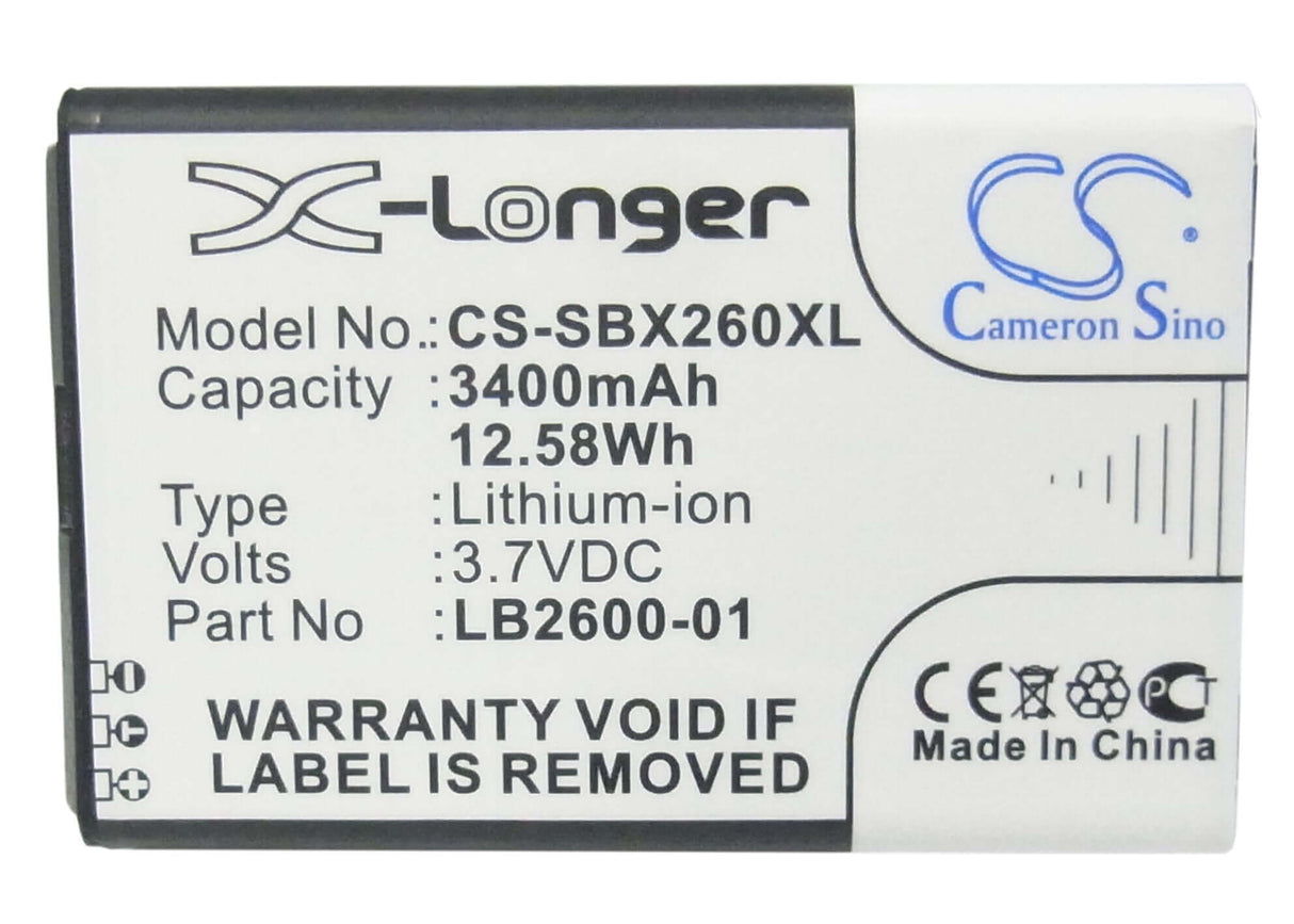 3.7V, Li-ion, 3400mAh, Hotspot battery fits 4g Systems, Lb2600-01, Xsbox Go+, 12.58Wh Hotspot Cameron Sino Technology Limited