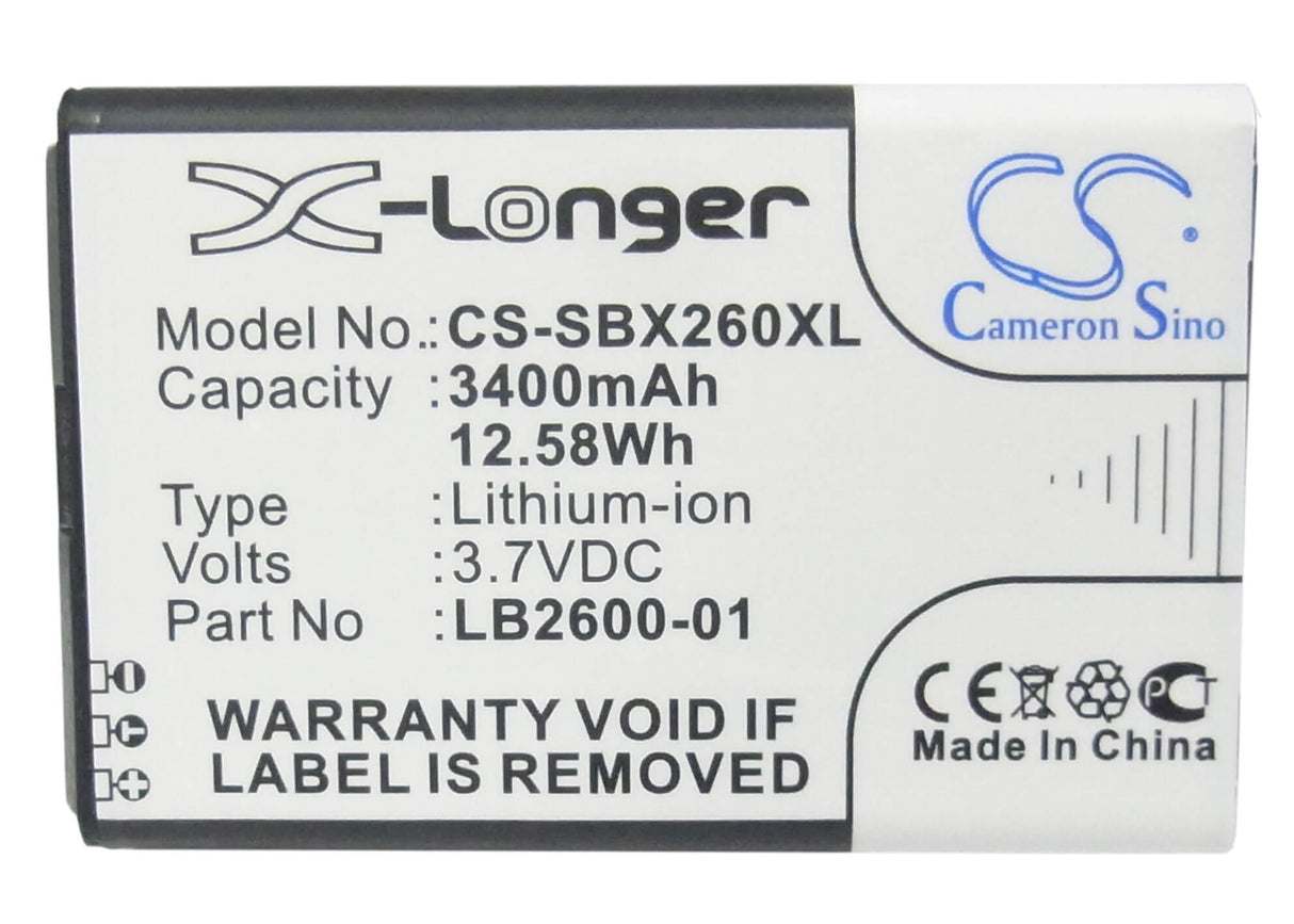 3.7V, Li-ion, 3400mAh, Hotspot battery fits 4g Systems, Lb2600-01, Xsbox Go+, 12.58Wh Hotspot Cameron Sino Technology Limited