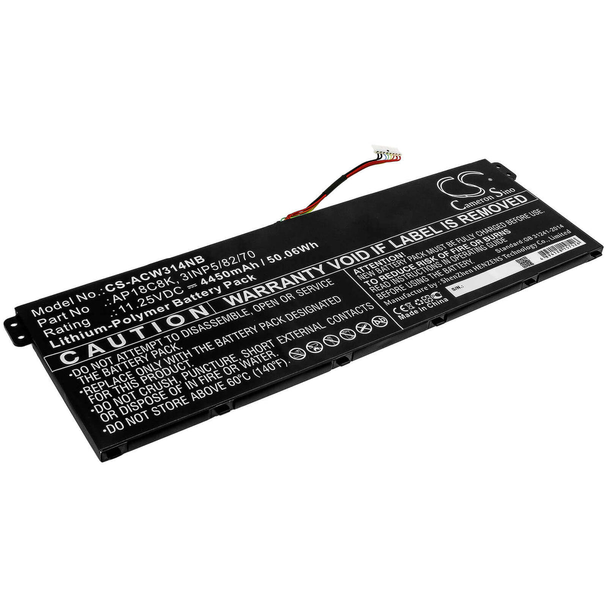 Battery For Acer, Aspire 5 A514-52-58u3, Chromebook 314 C933 11.25v, 4450mah - 50.06wh Notebook, Laptop Cameron Sino Technology Limited