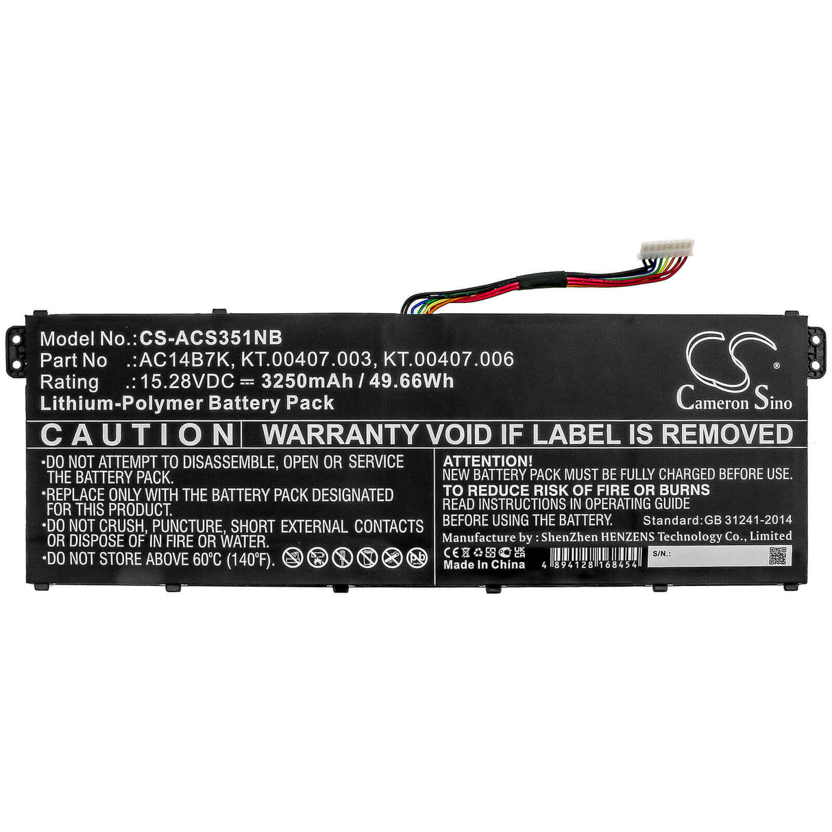 Battery For Acer, Aspire 5 A515-41g-18z3, Aspire 5 A515-52-31q2, Aspire 7 A715-71g-77b2 15.28v, 3250mah - 49.66wh Notebook, Laptop Cameron Sino Technology Limited