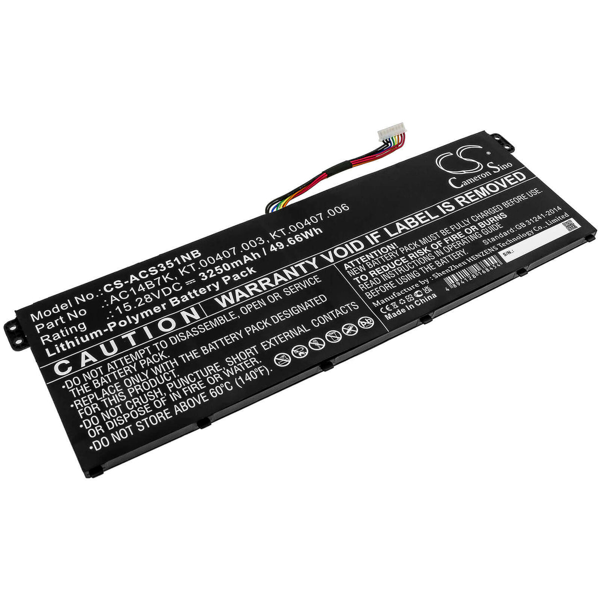 Battery For Acer, Aspire 5 A515-41g-18z3, Aspire 5 A515-52-31q2, Aspire 7 A715-71g-77b2 15.28v, 3250mah - 49.66wh Notebook, Laptop Cameron Sino Technology Limited