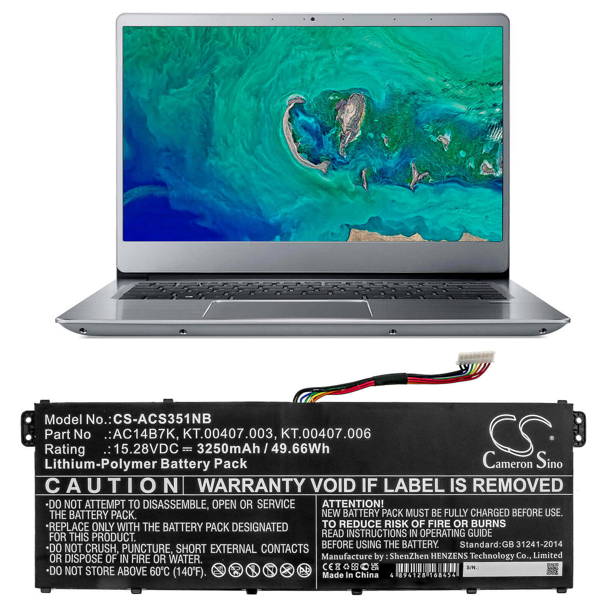 Battery For Acer, Aspire 5 A515-41g-18z3, Aspire 5 A515-52-31q2, Aspire 7 A715-71g-77b2 15.28v, 3250mah - 49.66wh Notebook, Laptop Cameron Sino Technology Limited
