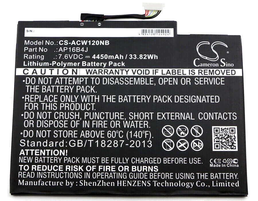 Battery For Acer, Aspire Switch Alpha 12, Sa5-271, Switch 5 Sw512-52 7.6v, 4450mah - 33.82wh Notebook, Laptop Cameron Sino Technology Limited