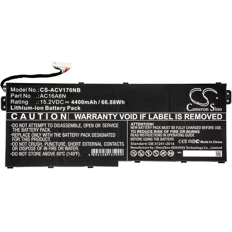 Batterie pour Acer Aspire V17 Nitro, Vn7-793g, Ac16a8n 15.2v, 4400mah - 66.88wh Notebook, Laptop Cameron Sino Technology Limited