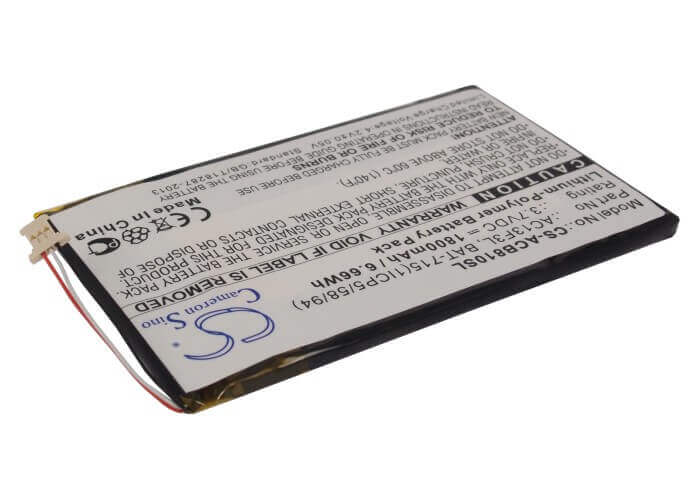 3.7V, Li-Polymer, 1800mAh, Tablet battery fits Acer, Bat-715(1icp5/58/94), B1-a71, Iconia B1-a71, 6.66Wh Tablet Cameron Sino Technology Limited