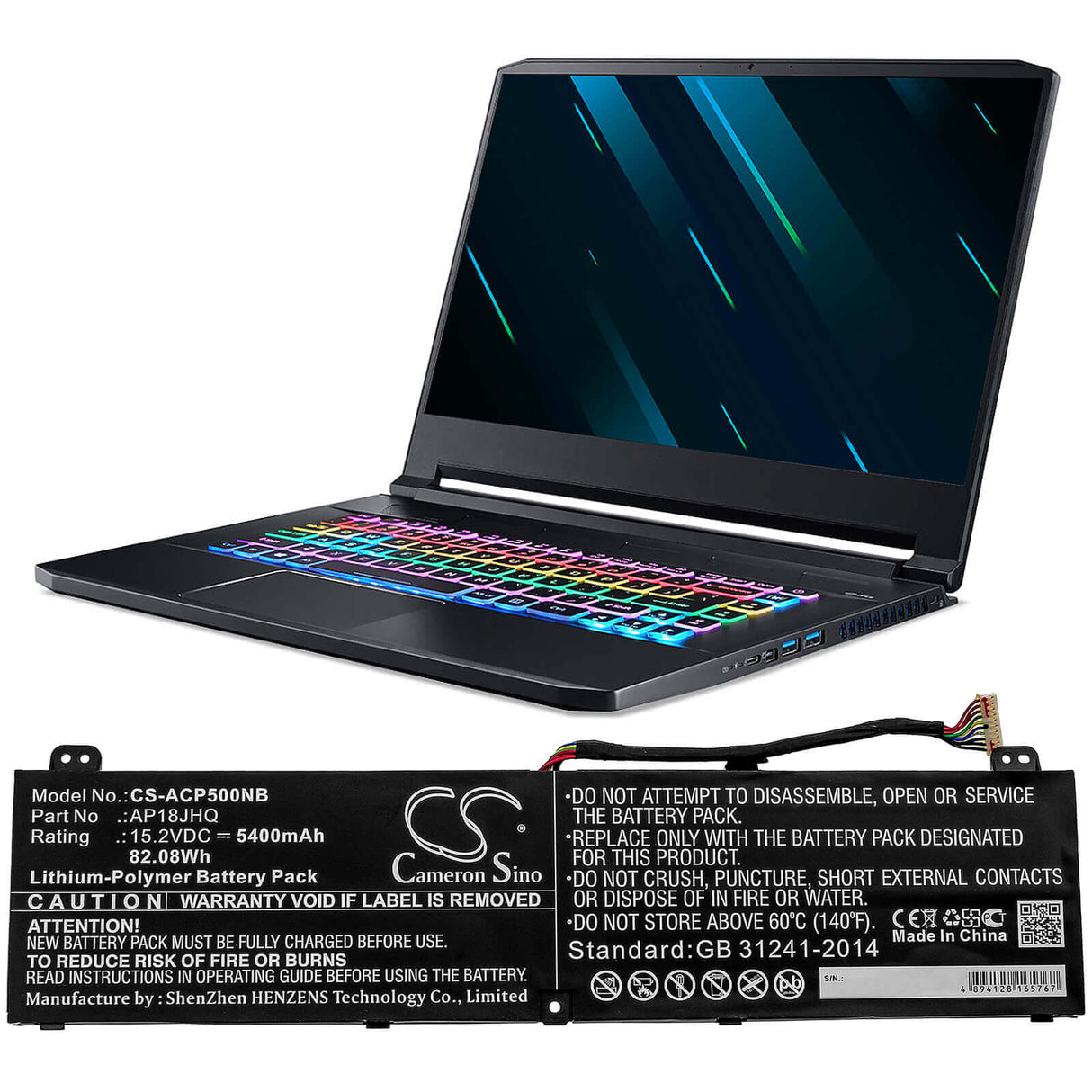 Battery For Acer, Conceptd 7 Cn715-71, Conceptd 7 Cn715-71-708a 15.2v, 5400mah - 82.08wh Notebook, Laptop Cameron Sino Technology Limited