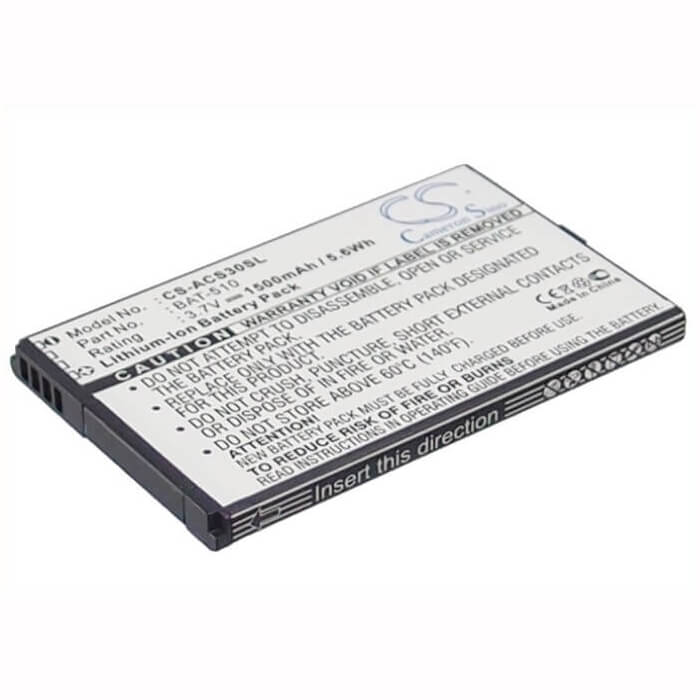3.7V, Li-ion, 1500mAh, SmartPhone battery fits Acer, Bat-510, Iconia Smart, S300, 5.55Wh Mobile, SmartPhone Cameron Sino Technology Limited (Smartphone)