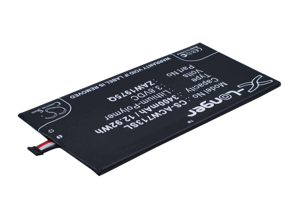3.8V, Li-Polymer, 3400mAh, Tablet battery fits Acer, Aprilia, A1-713, A1-713hd, 12.92Wh Tablet Cameron Sino Technology Limited