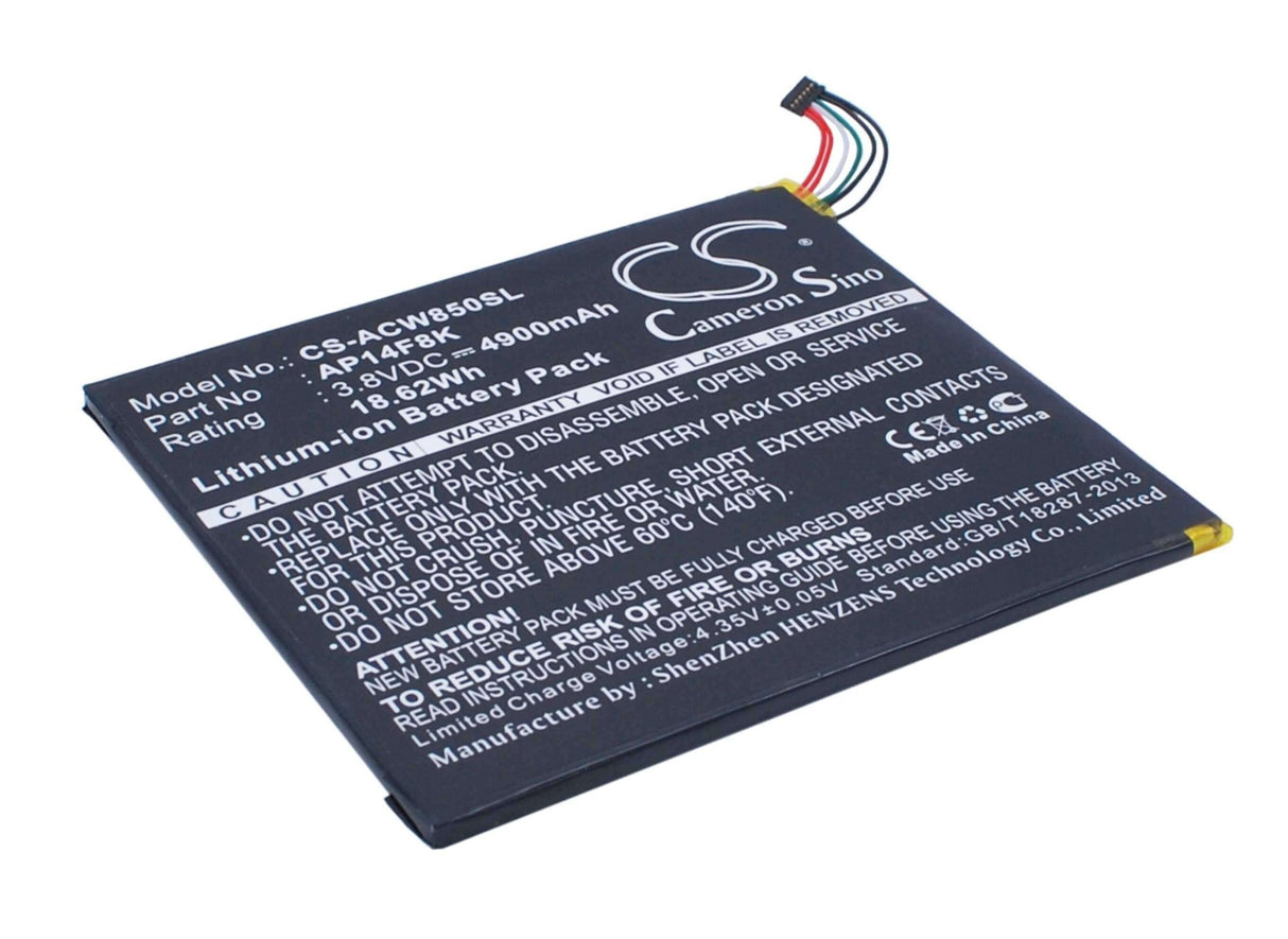 3.8V, Li-Polymer, 4900mAh, Tablet battery fits Acer, Ap14f8k, A1-840, A1-850-a1410, 18.62Wh Tablet Cameron Sino Technology Limited