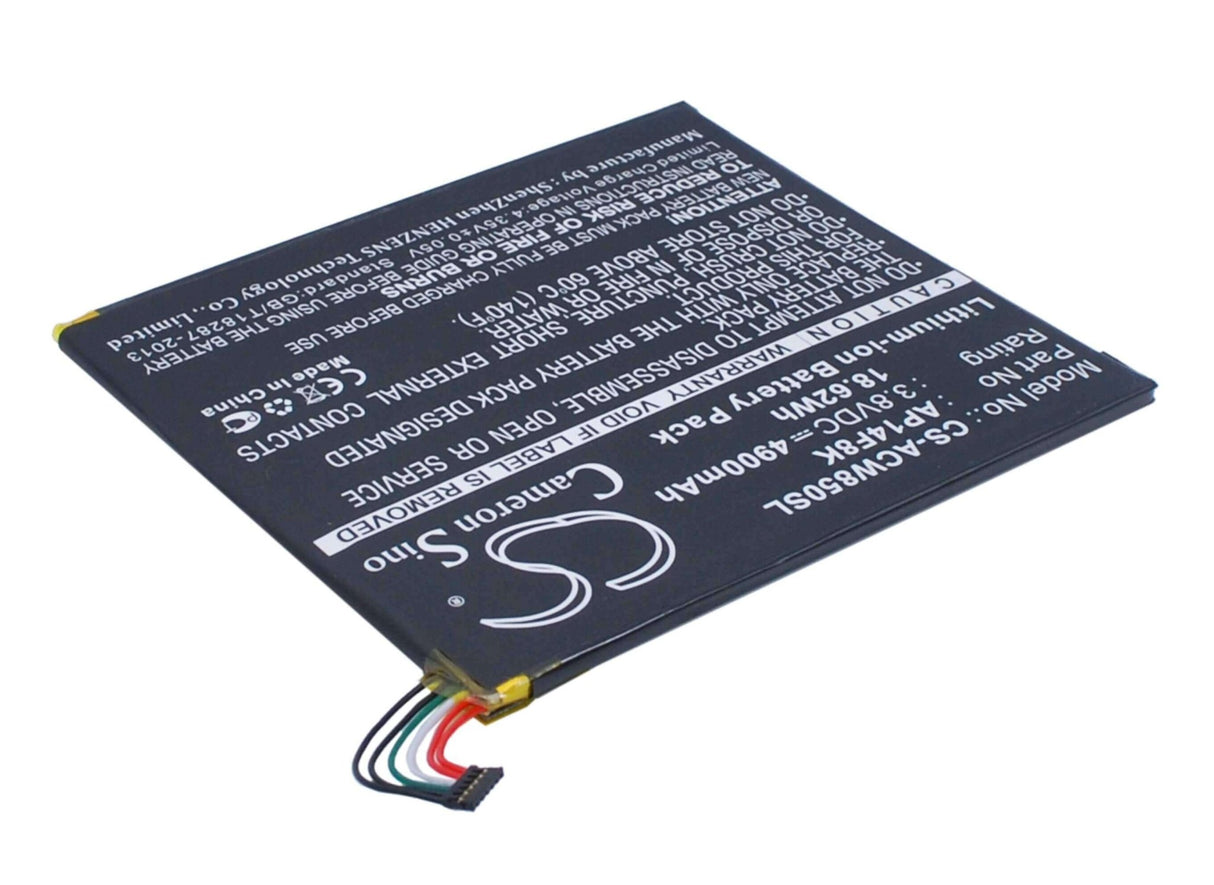 3.8V, Li-Polymer, 4900mAh, Tablet battery fits Acer, Ap14f8k, A1-840, A1-850-a1410, 18.62Wh Tablet Cameron Sino Technology Limited