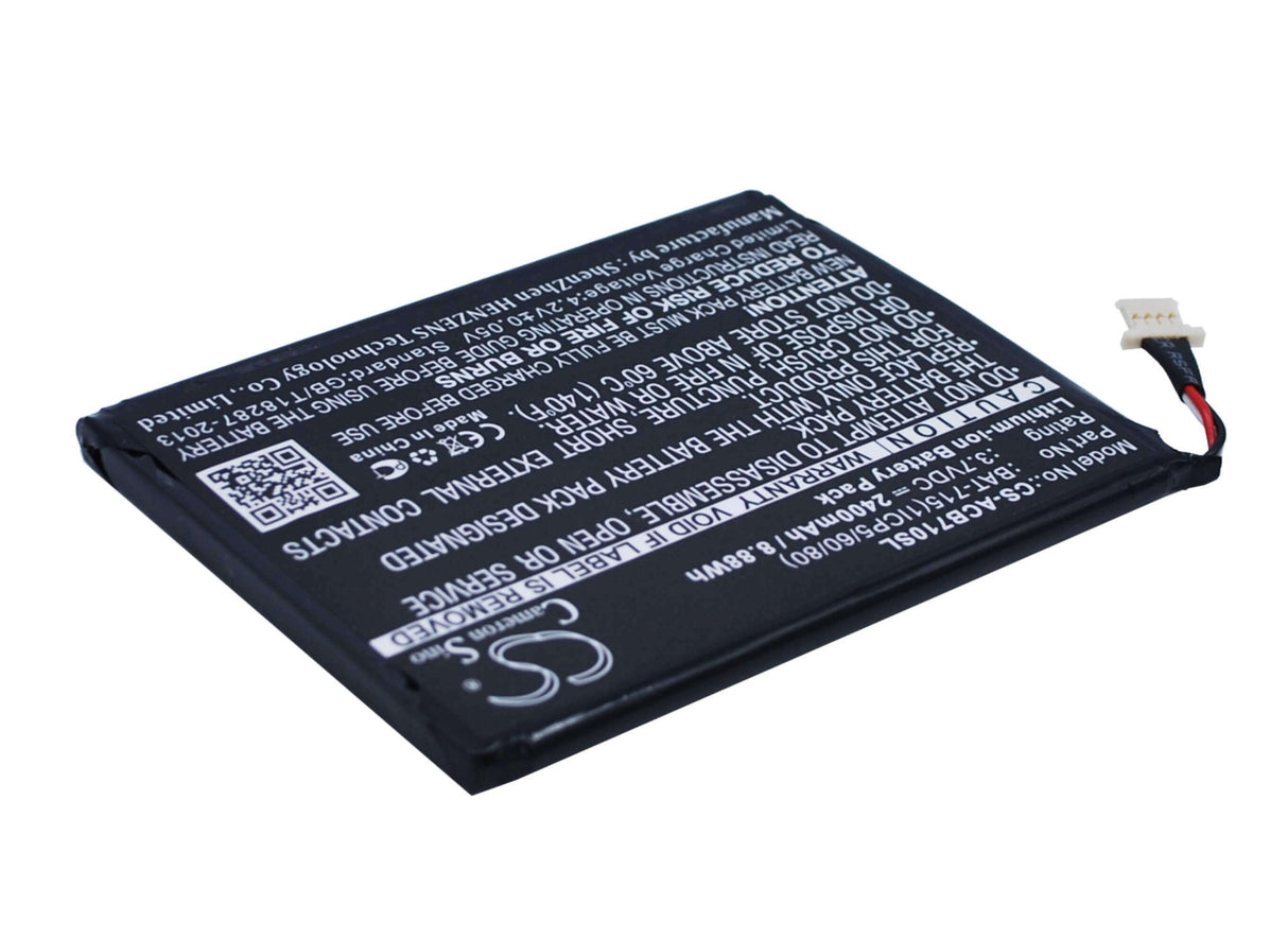 3.7V, Li-ion, 2400mAh, Tablet battery fits Acer, Bat-715(1icp5/60/80), Iconia B1-a71, Iconia B1-a71-83174g00nk, 8.88Wh Tablet Cameron Sino Technology Limited
