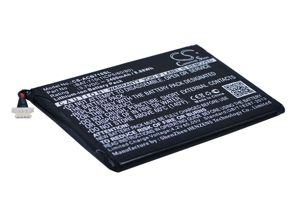 3.7V, Li-ion, 2400mAh, Tablet battery fits Acer, Bat-715(1icp5/60/80), Iconia B1-a71, Iconia B1-a71-83174g00nk, 8.88Wh Tablet Cameron Sino Technology Limited
